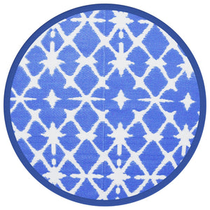 Tappeto da Esterno ARAKIL Blu e Bianco Ø160 cm in PP