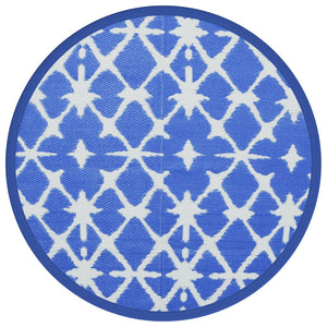 Tappeto da Esterno ARAKIL Blu e Bianco Ø200 cm in PP