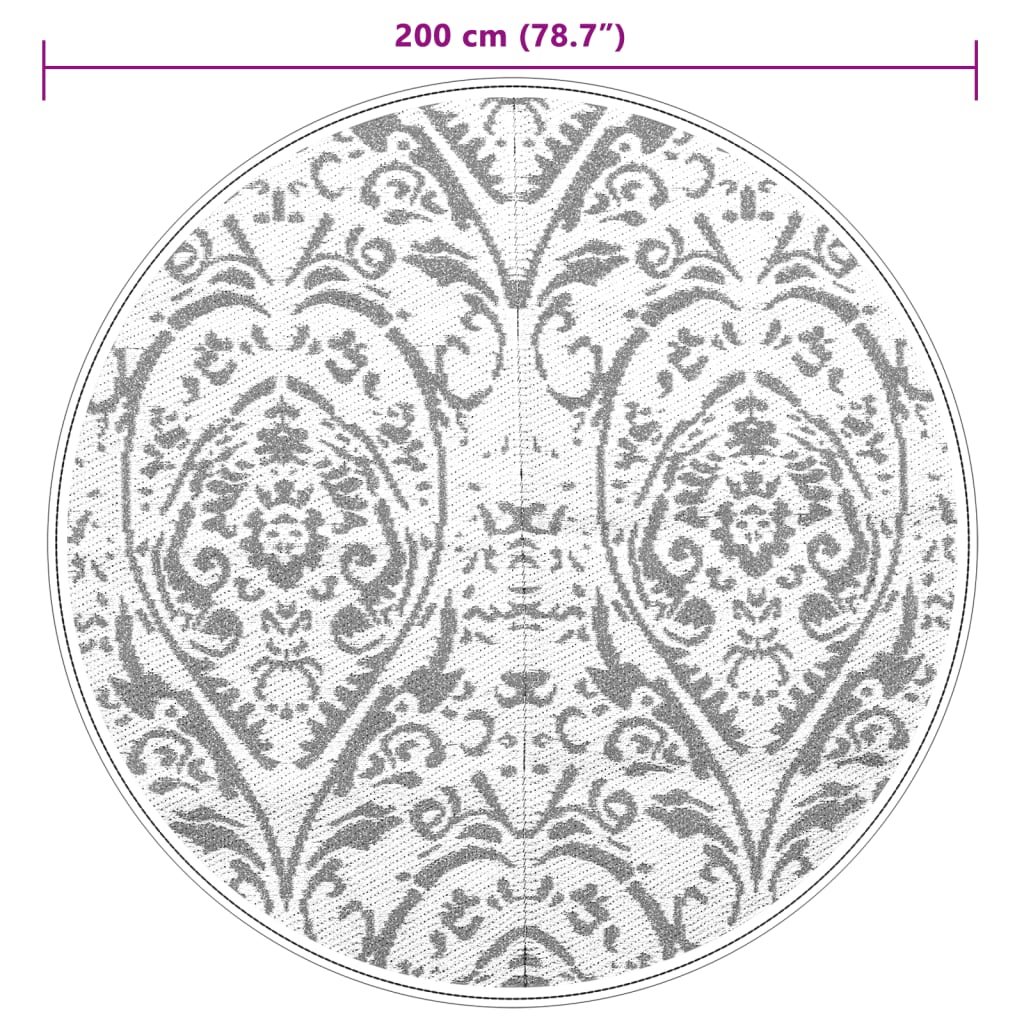 Tappeto da Esterni ARAKIL Arancione e Bianco Ø200 cm in PP