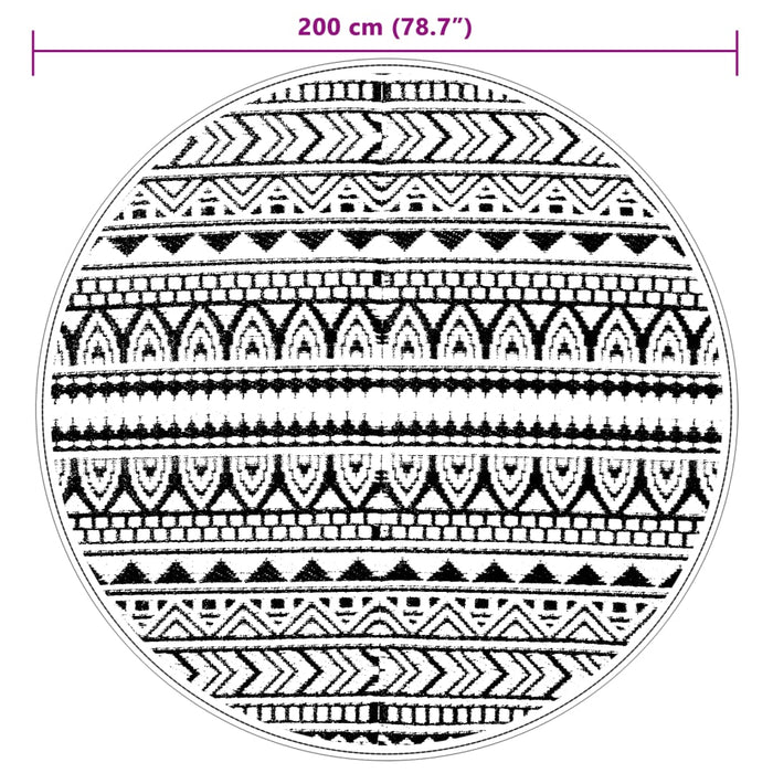 Tappeto da Esterni ARAKIL Nero Ø200 cm in PP