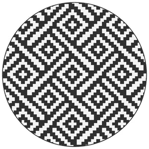 Tappeto da Esterni ARAKIL Bianco e Nero Ø120 cm in PP 368578