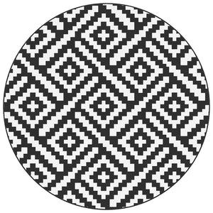 Tappeto da Esterni ARAKIL Bianco e Nero Ø200 cm in PP 368580