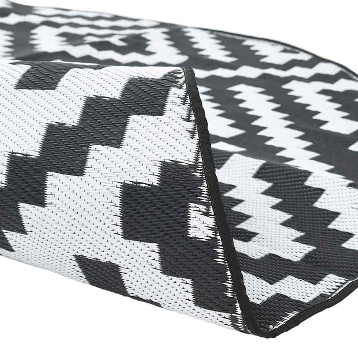 Tappeto da Esterni ARAKIL Bianco e Nero Ø200 cm in PP