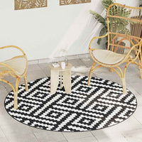 Tappeto da Esterni ARAKIL Bianco e Nero Ø200 cm in PP