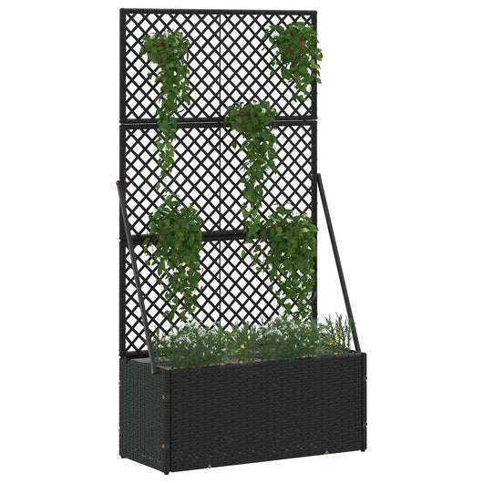 Vaso da giardino-Fioriera Esterno-Contenitore per Piante Nero 70 x 30 x 135 cm Metallo