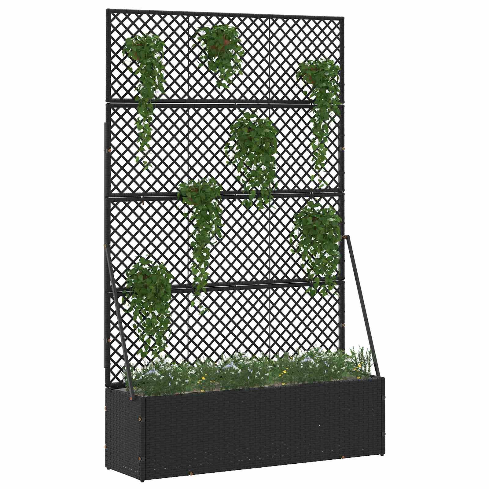 Vaso da giardino-Fioriera Esterno-Contenitore per Piante Nero 105 x 30 x 170 cm Metallo