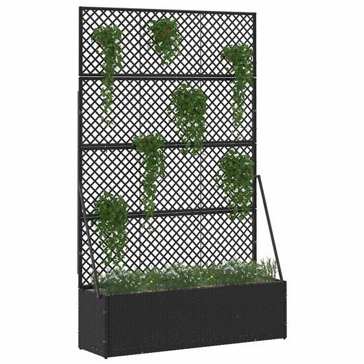 Vaso da giardino-Fioriera Esterno-Contenitore per Piante Nero 105 x 30 x 170 cm Metallo