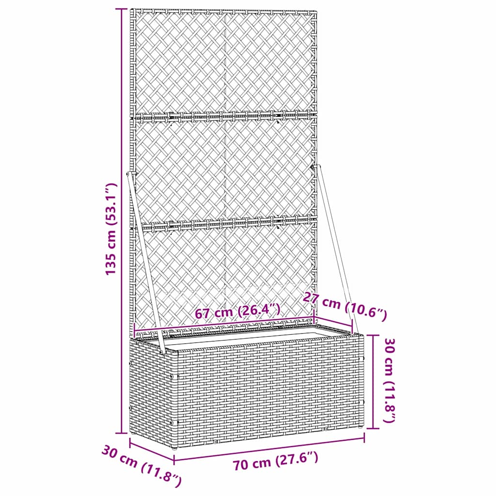 vidaXL Fioriera Marrone 70 x 30 x 135 cm Metallo