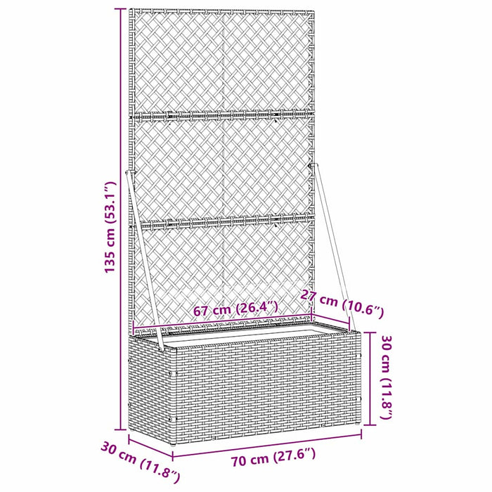 vidaXL Fioriera Marrone 70 x 30 x 135 cm Metallo