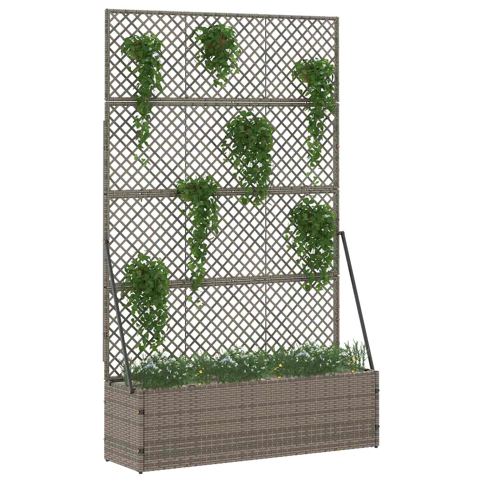 Vaso da giardino-Fioriera Esterno-Contenitore per Piante Grigio 105 x 30 x 170 cm Metallo