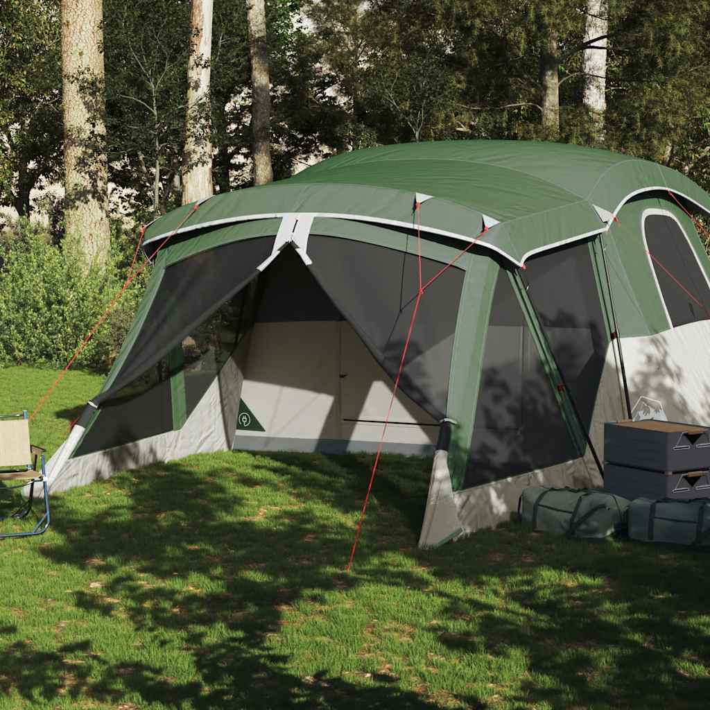 Tenda da Campeggio con Portico per 4 Persone Verde Impermeabile 94536