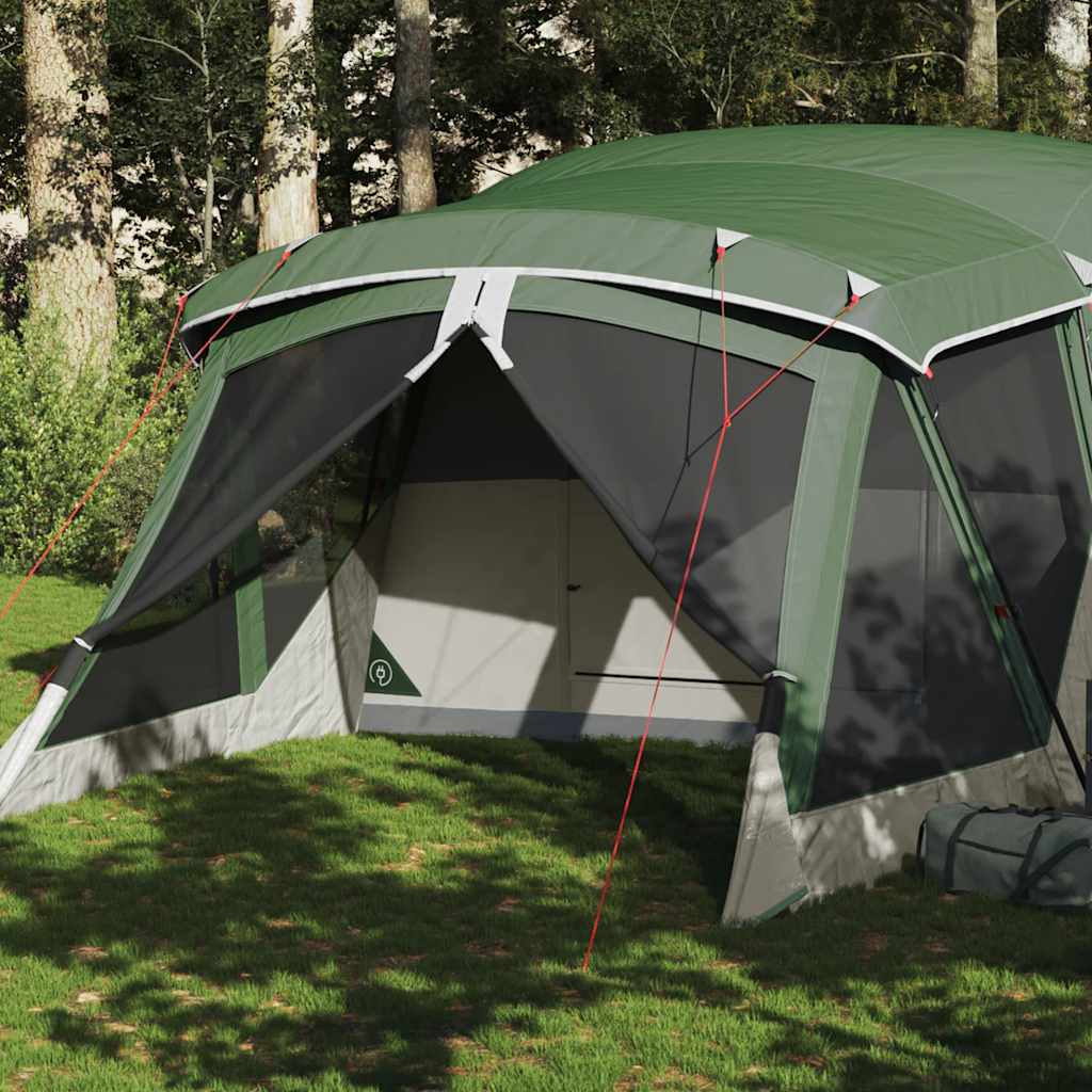 Tenda da Campeggio con Portico per 4 Persone Verde Impermeabile 94536