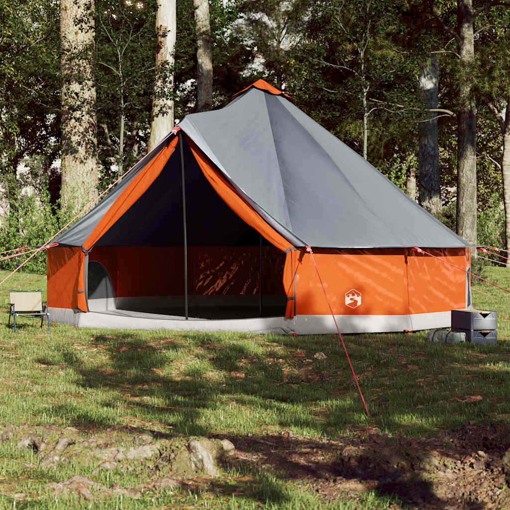 Tenda Familiare Tipi 12 Persone Grigia e Arancione Impermeabile 94593