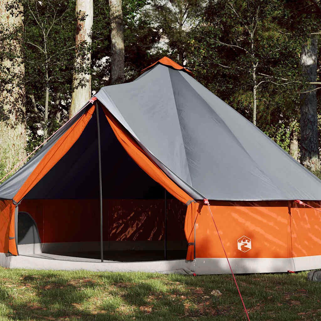 Tenda Familiare Tipi 12 Persone Grigia e Arancione Impermeabile 94593