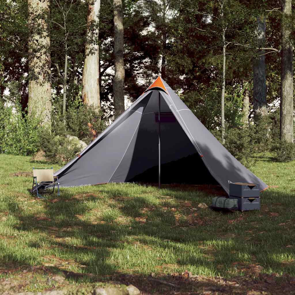 Tenda Familiare Tipi 7 Persone Grigia e Arancione Impermeabile