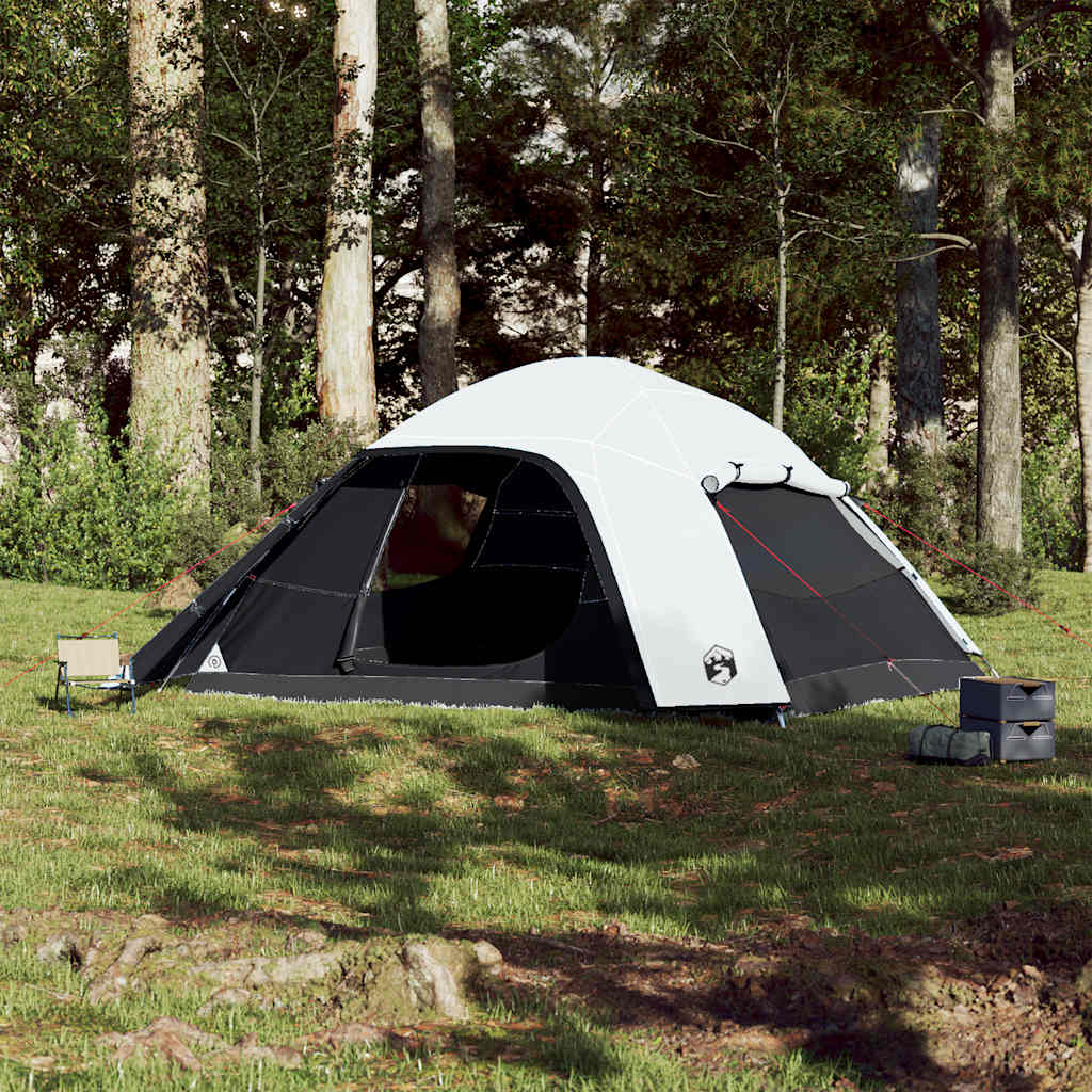 Tenda Familiare a Cupola 6 Persone Bianca Tessuto Impermeabile 94726