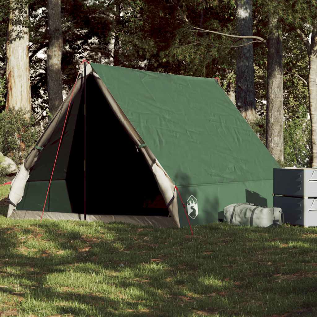 Tenda da Campeggio Telaio ad A per 2 Persone Verde Impermeabile 94755