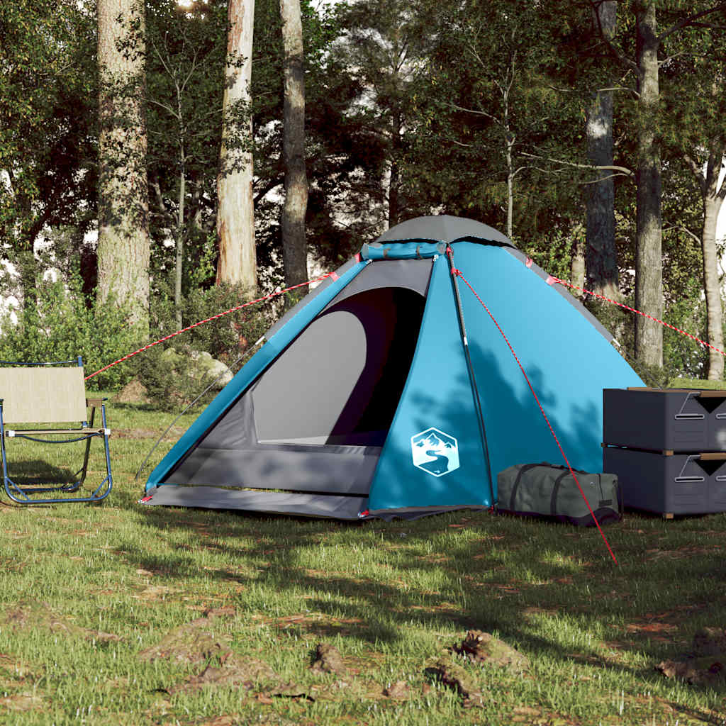 Tenda da Campeggio a Cupola per 4 Persone Blu Impermeabile 94770