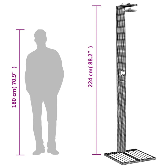 Doccia da esterno 50 x 55 x 224 cm legno di acacia intrecciata in resina Nero 02_0042018