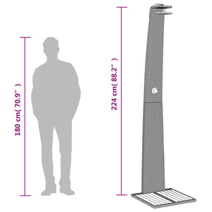 Doccia da Esterno Nera 55x60x224cm in Polyrattan e Legno Acacia