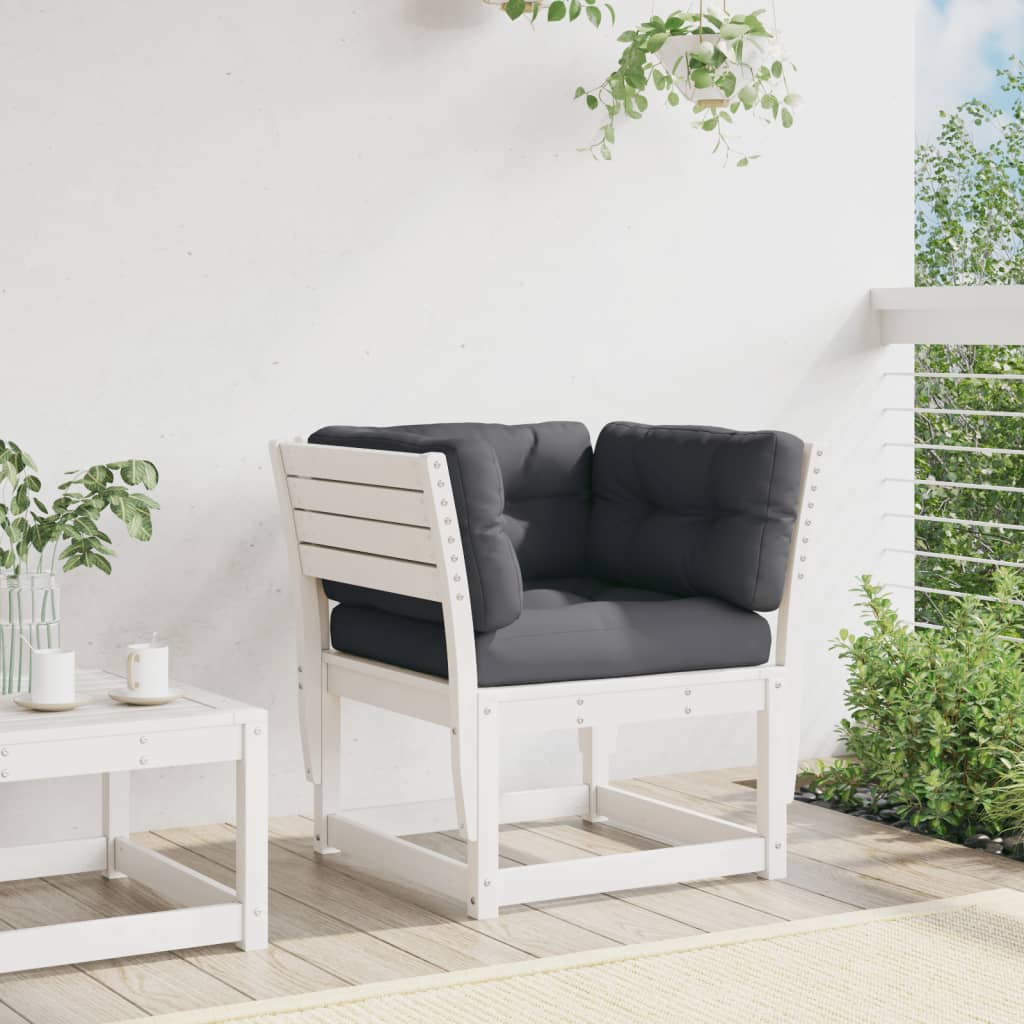 Divano Giardino con Braccioli con Cuscini Legno Pino Bianco 844695