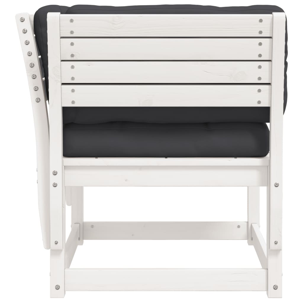 Divano Giardino con Braccioli con Cuscini Legno Pino Bianco 844695