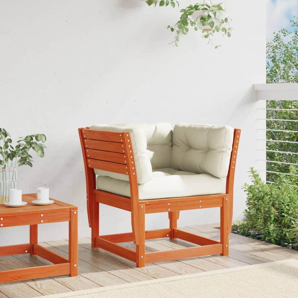 Divano Giardino Braccioli con Cuscini-Sofa da Giardino-Divanetto da esterno Marrone Cera di Pino