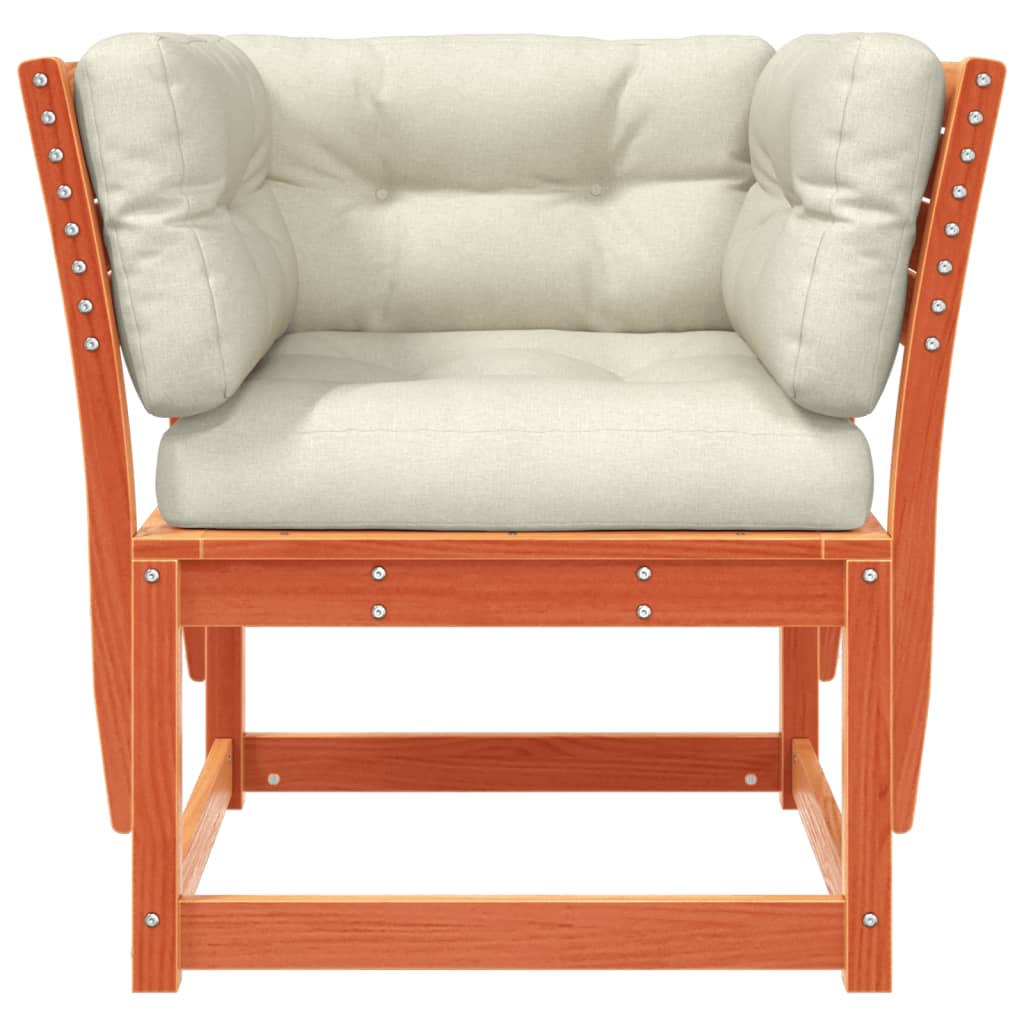 Divano Giardino Braccioli con Cuscini-Sofa da Giardino-Divanetto da esterno Marrone Cera di Pino