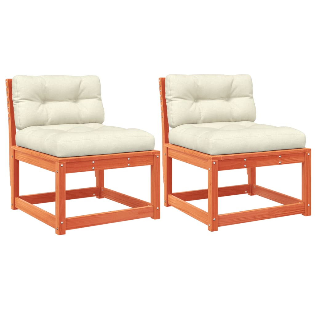 Divani Giardino con Cuscini 2 pz Marrone Cera Massello di Pino 844706