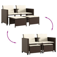 Divano Giardino 2 Posti con Tavolo e Sgabell-Sofa da Giardino-Divanetto da esternoi Marrone Polyrattan 290052