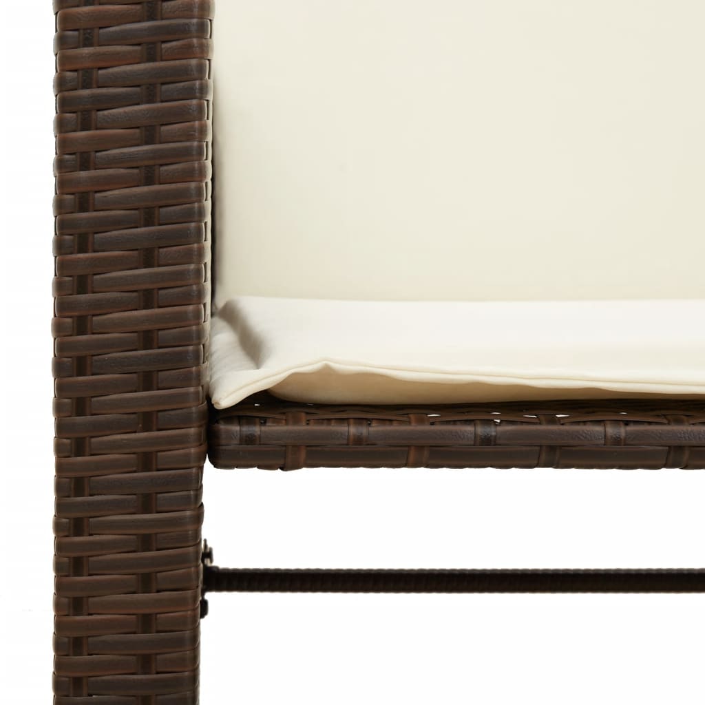 Divano Giardino 2 Posti con Tavolo e Sgabell-Sofa da Giardino-Divanetto da esternoi Marrone Polyrattan 290052