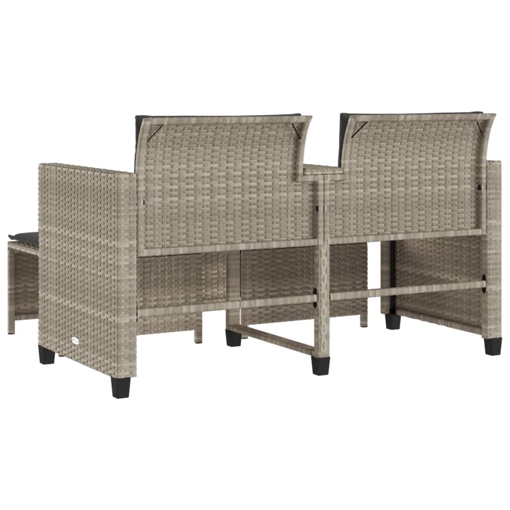 Divano Giardino 2Posti Tavolo Sgabelli Grigio Chiaro Polyrattan 368421
