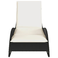 Lettino Prendisole con Cuscino Nero 60x205x73 cm in Polyrattan 368278