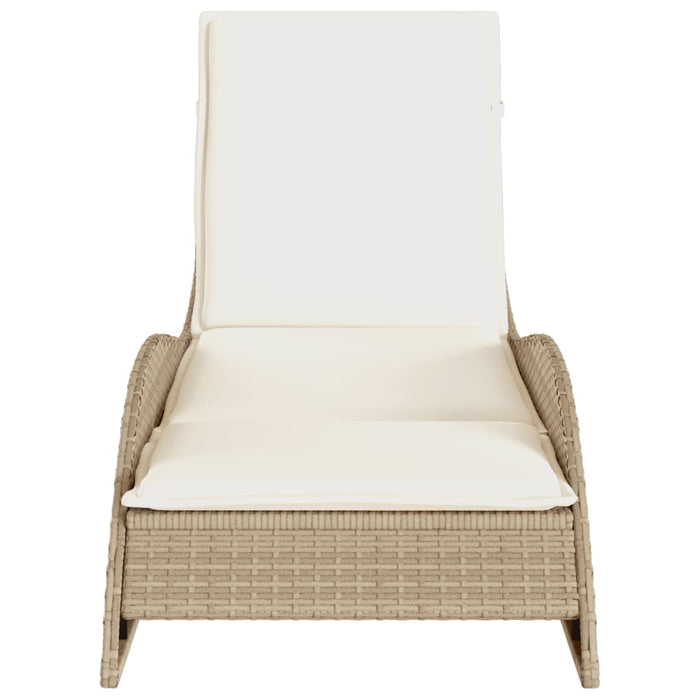 Lettino Prendisole con Cuscino Beige 60x205x73 cm in Polyrattan 368282