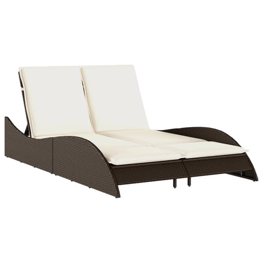 Lettino Prendisole con Cuscini Marrone 114x205x73 cm Polyrattan 368288
