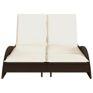 Lettino Prendisole con Cuscini Marrone 114x205x73 cm Polyrattan 368288