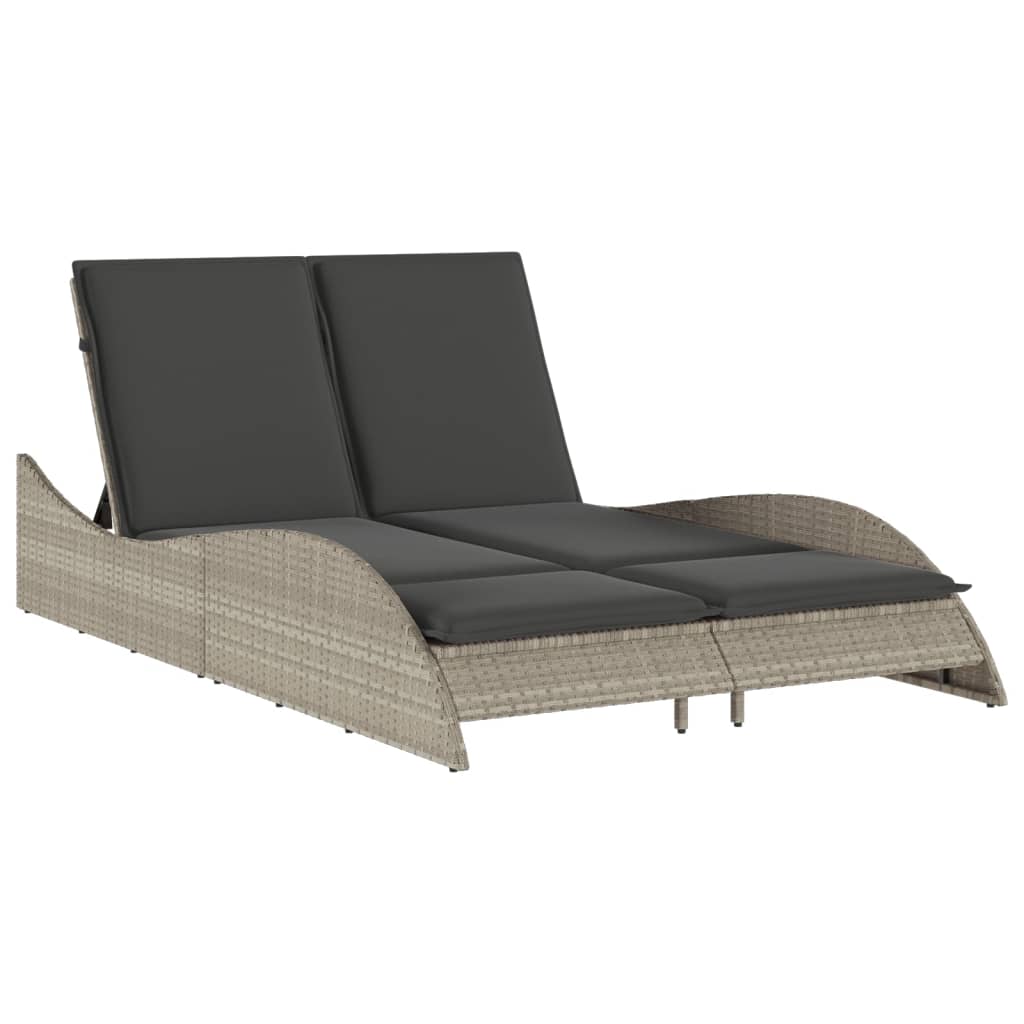 Lettino con Cuscini Grigio Chiaro 114x205x73 cm in Polyrattan 368292