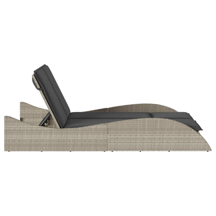 Lettino con Cuscini Grigio Chiaro 114x205x73 cm in Polyrattan 368292