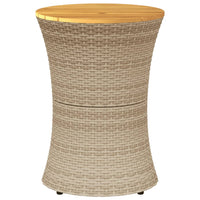 Tavolino Giardino Forma Tamburo Beige Polyrattan Legno Massello 368298