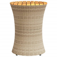 Tavolino Giardino Forma Tamburo Beige Polyrattan Legno Massello 368298