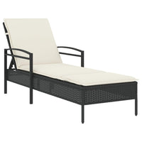Lettino Prendisole con Cuscino Nero 63x200x81 cm in Polyrattan 368299