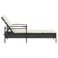 Lettino Prendisole con Cuscino Nero 63x200x81 cm in Polyrattan 368299