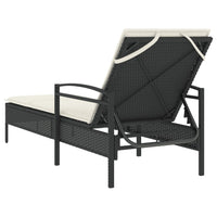 Lettino Prendisole con Cuscino Nero 63x200x81 cm in Polyrattan 368299