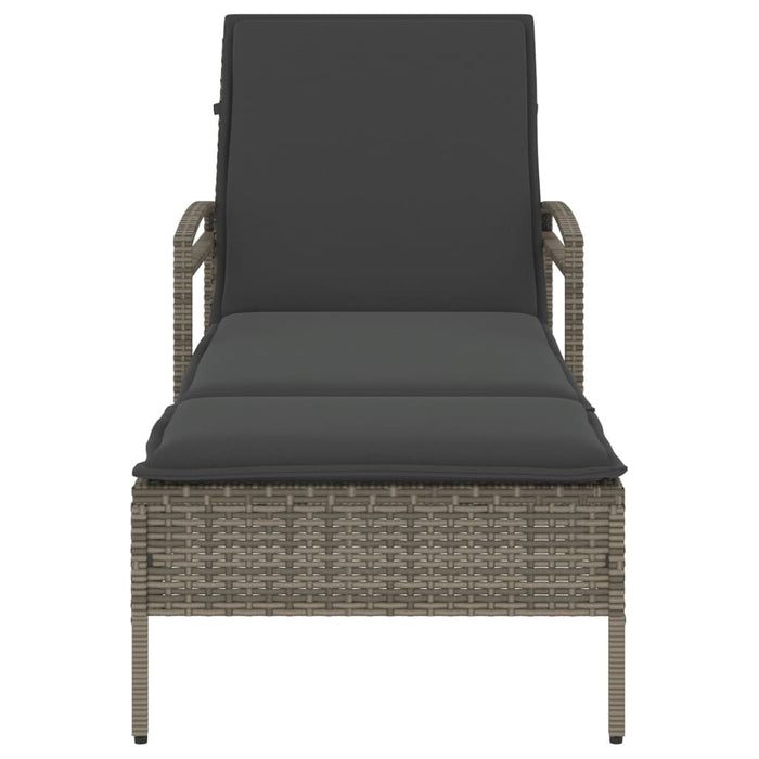 Lettino Prendisole con Cuscino Grigio 63x200x81 cm Polyrattan 368301