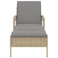 Lettino Prendisole con Cuscino Beige 63x200x81 cm in Polyrattan 368302