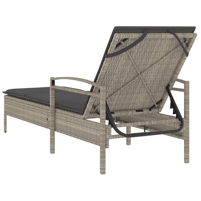 Lettino con Cuscino Grigio Chiaro 63x200x81 cm in Polyrattan 368304