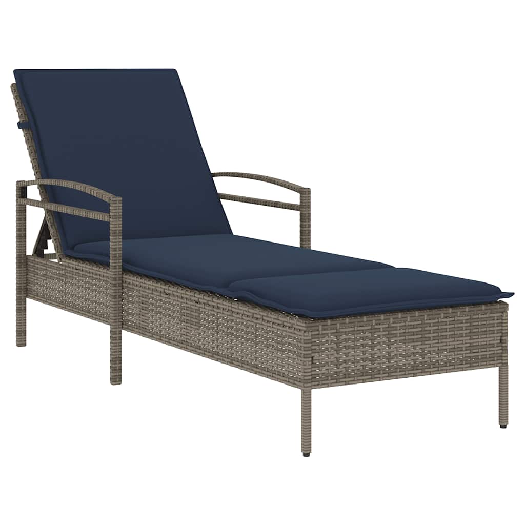 vidaXL Lettino Prendisole con Cuscino Grigio 63x200x81 cm in Polyrattan (solo USA)