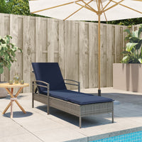 vidaXL Lettino Prendisole con Cuscino Grigio 63x200x81 cm in Polyrattan (solo USA)