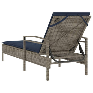 vidaXL Lettino Prendisole con Cuscino Grigio 63x200x81 cm in Polyrattan (solo USA)