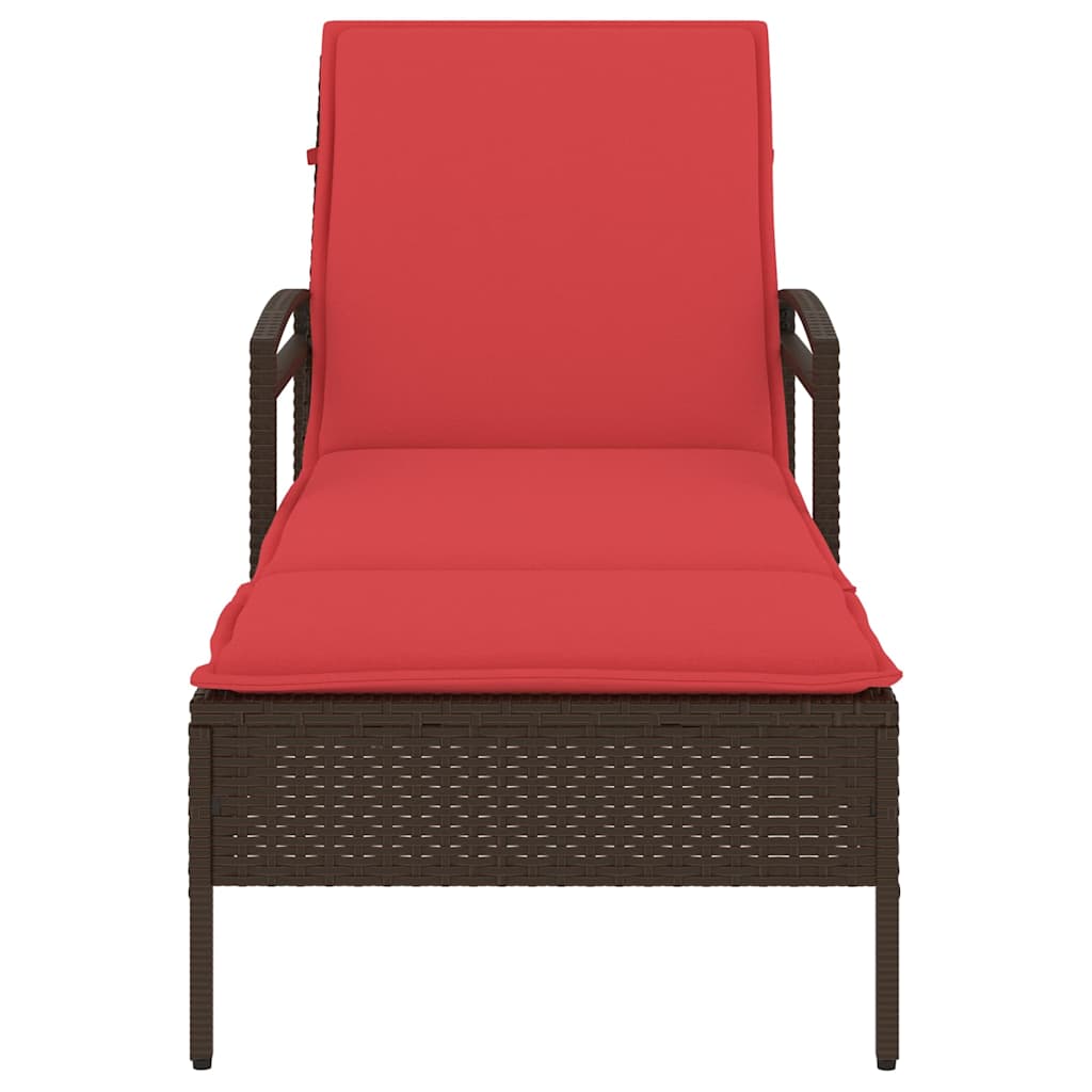 vidaXL Lettino Prendisole con Cuscino Marrone 63x200x81 cm in Polyrattan (solo USA)